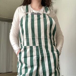 Game Bibs Green and White Overalls